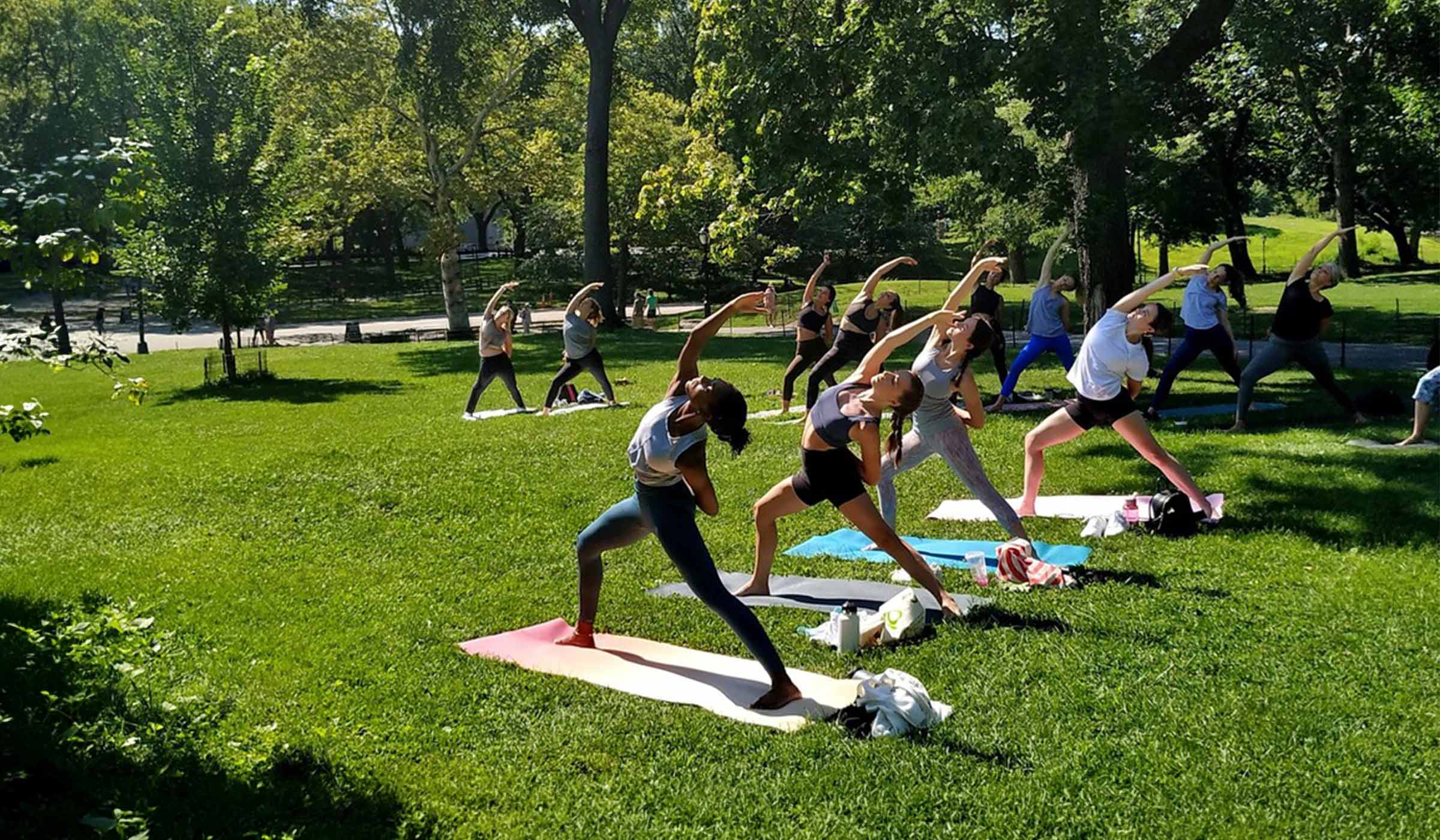 Outdoor Kripalu yoga class in Central Park, New York City